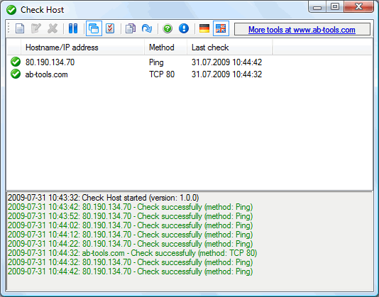 Monitoring servers/services with ping or a socket connection (TCP or UDP).