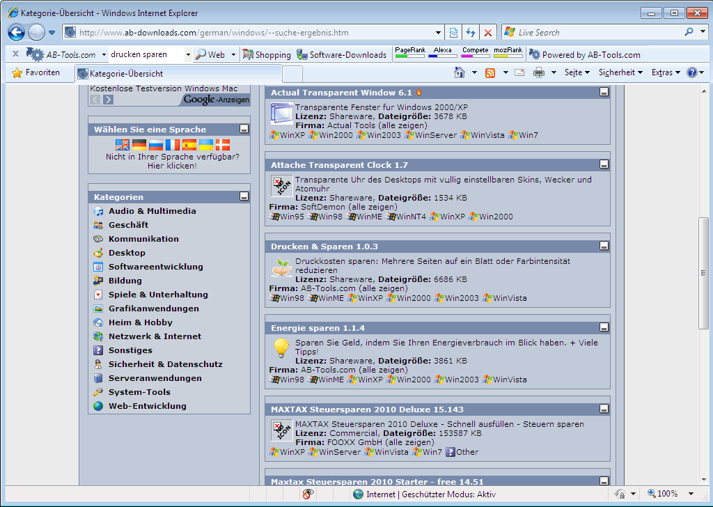 Screenshot vom Programm: Search Toolbar